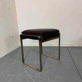 Tabouret italien moderne en acier et cuir marron par Antonio Citterio pour Flexf