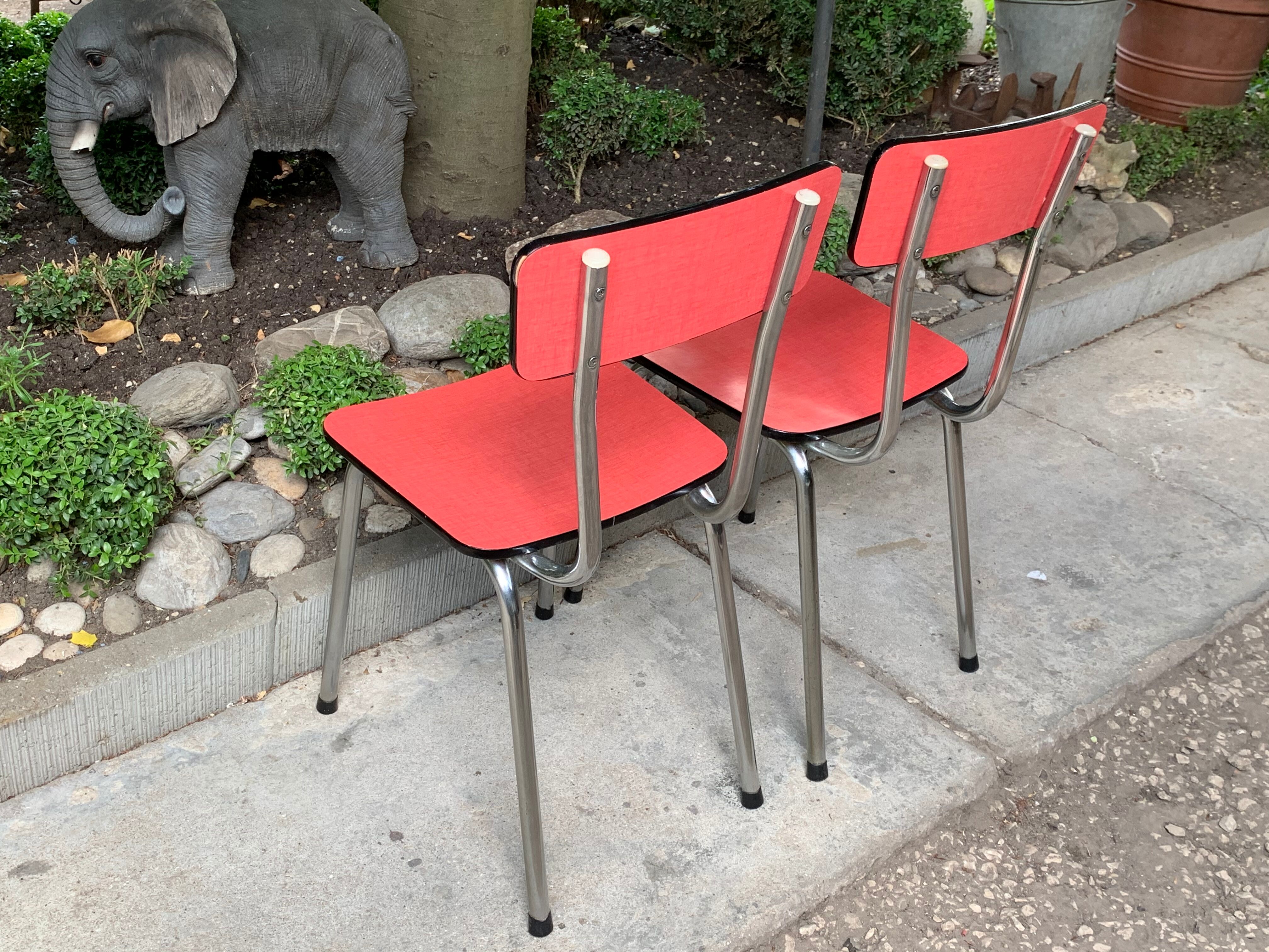 Red formica chairs