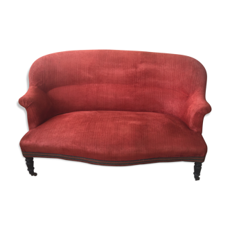 Antique toad sofa in brick velvet