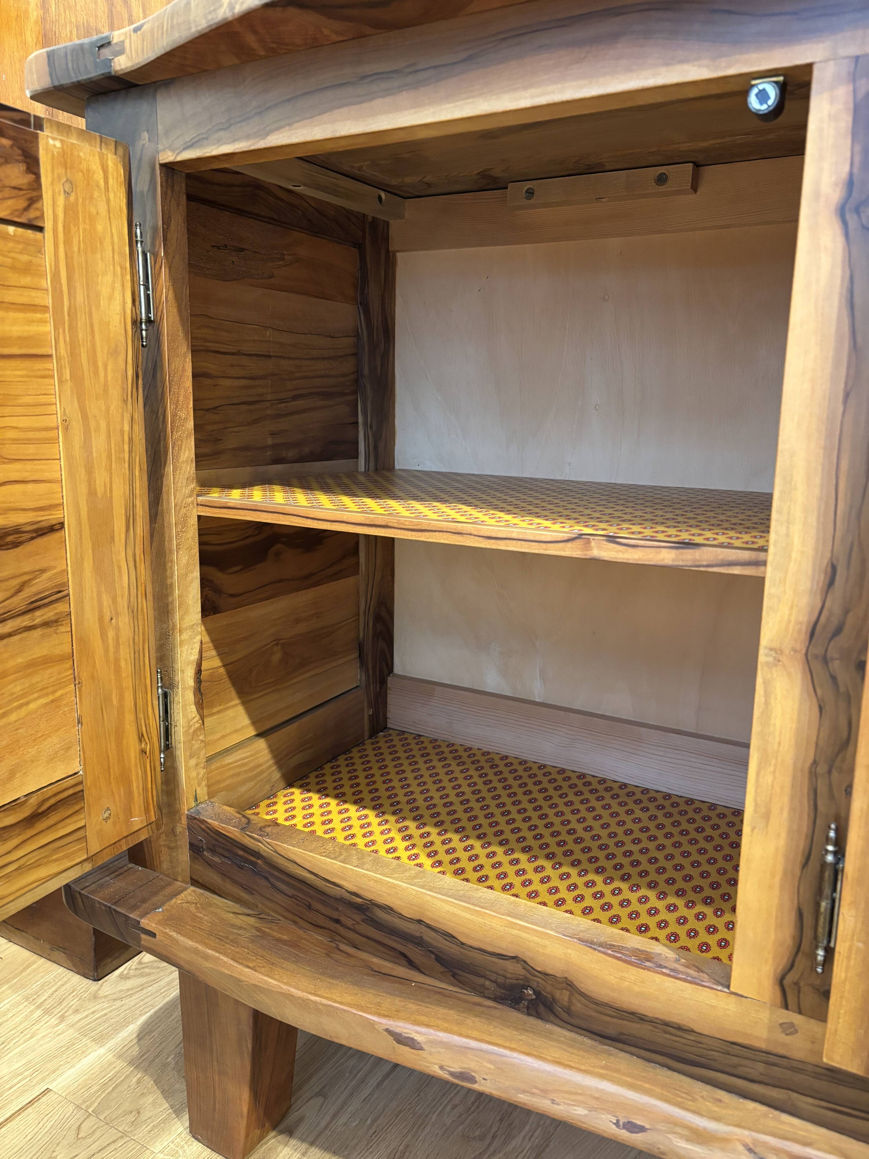 Brutalist enfilade in olive wood, 1952