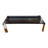Italian rectangular coffee table in smoked glass vintage 1970