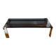 Italian rectangular coffee table in smoked glass vintage 1970