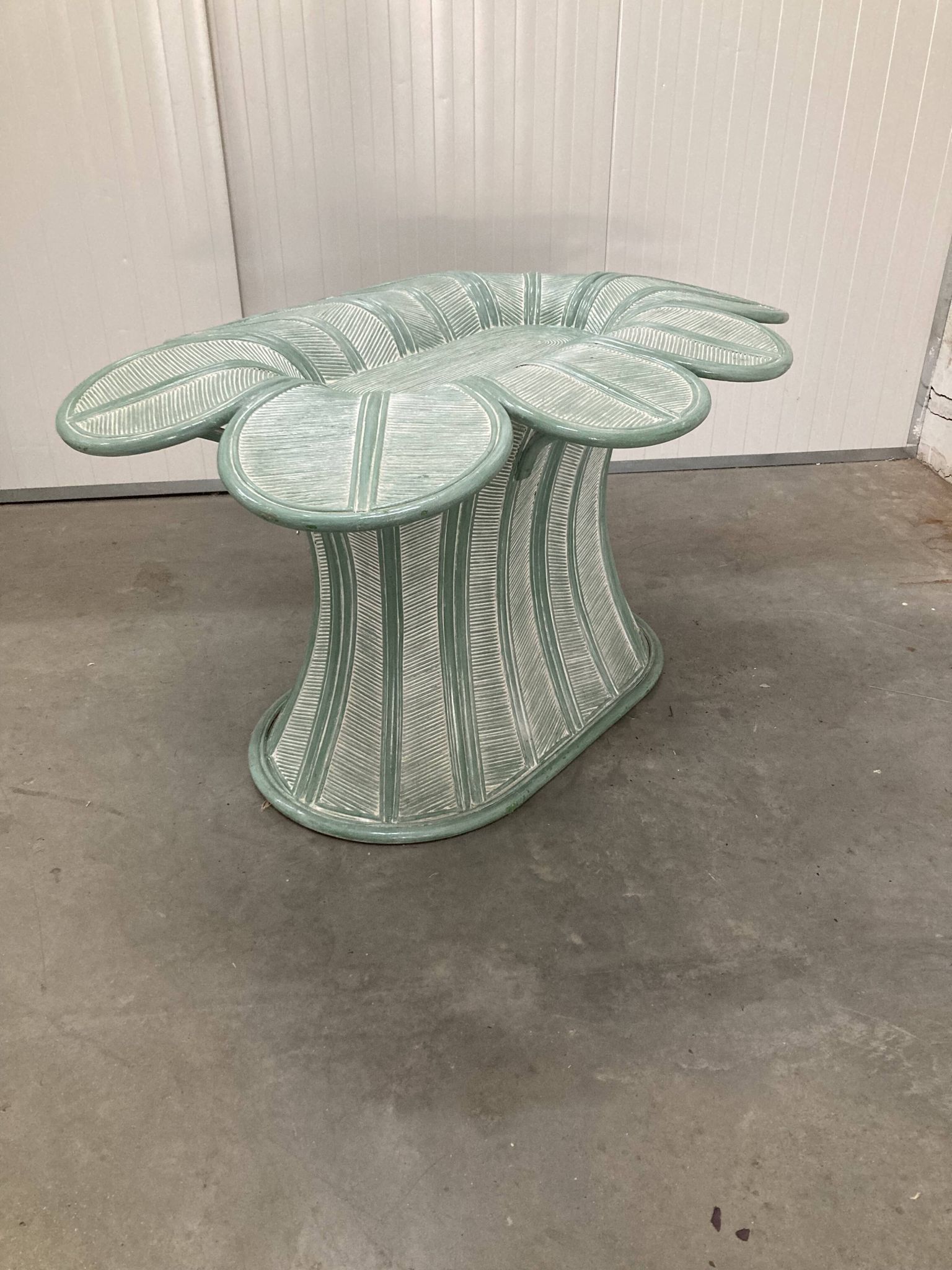 Table de salle à manger vintage en bambou et rotin, années 1980