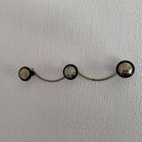 Vintage 1960s gold coat rack with 3 hooks - 45 x 7 cm