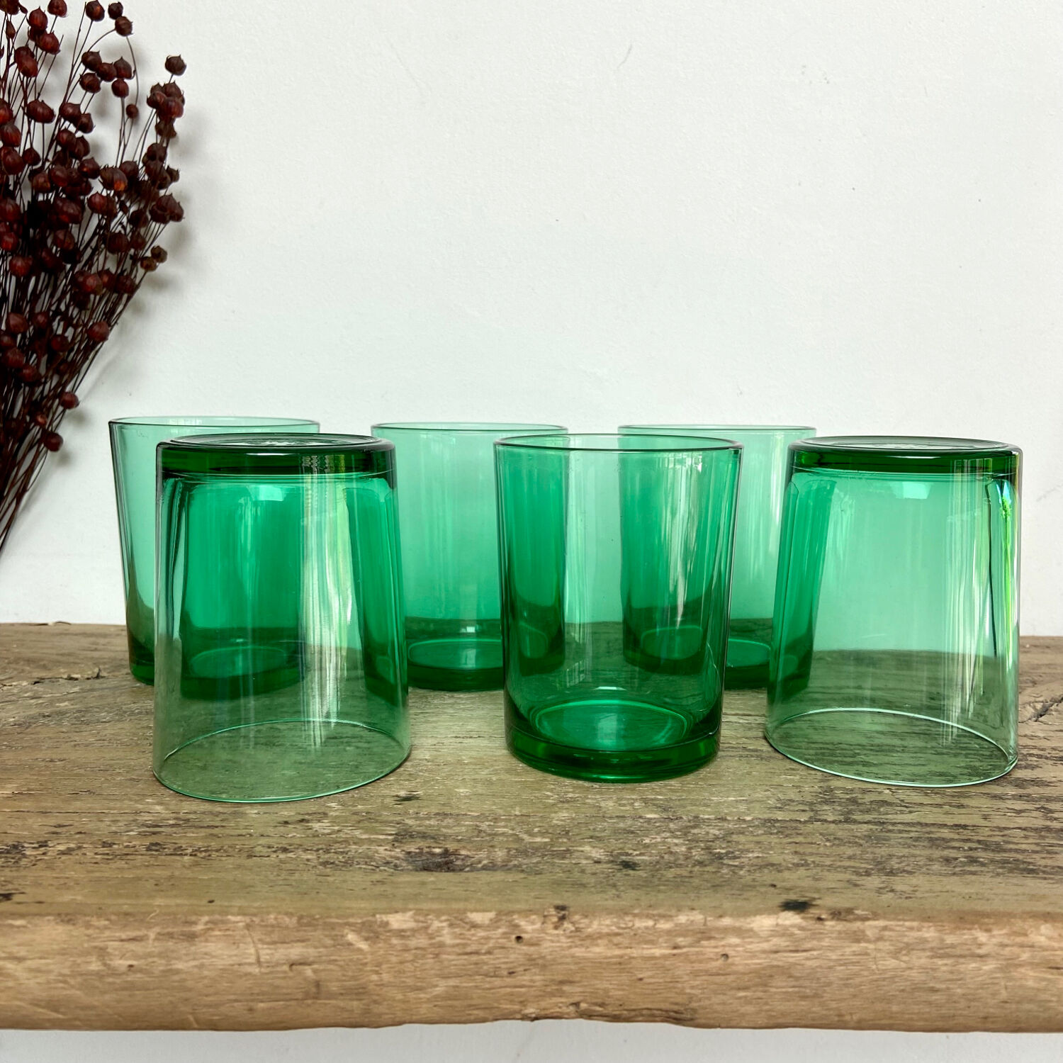 6 vintage glasses "Huile Lesieur"
