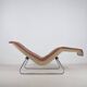 Fauteuil lounge Space Age en cuir avec base chromée, années 1970