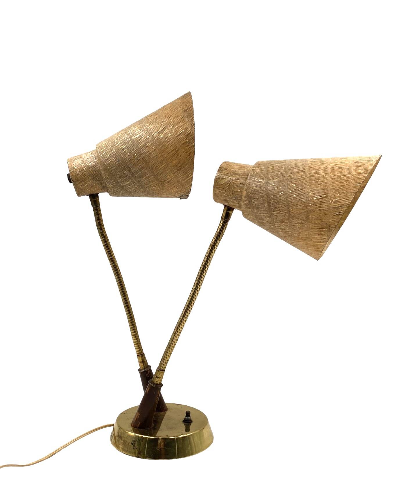 Mid-century modern two lights lamp, France circa 1960