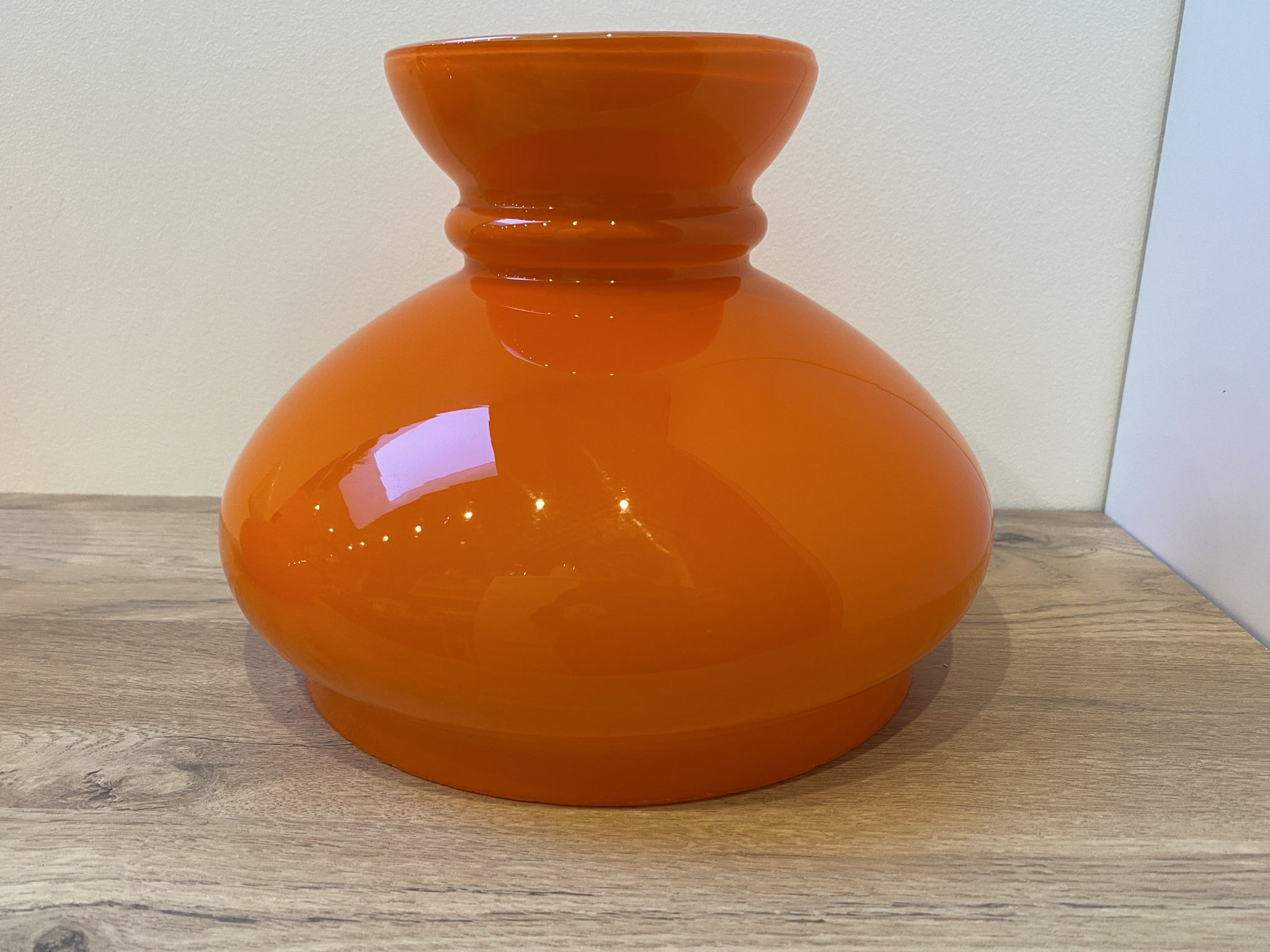 duo of Abat jour in vintage orange opaline glass