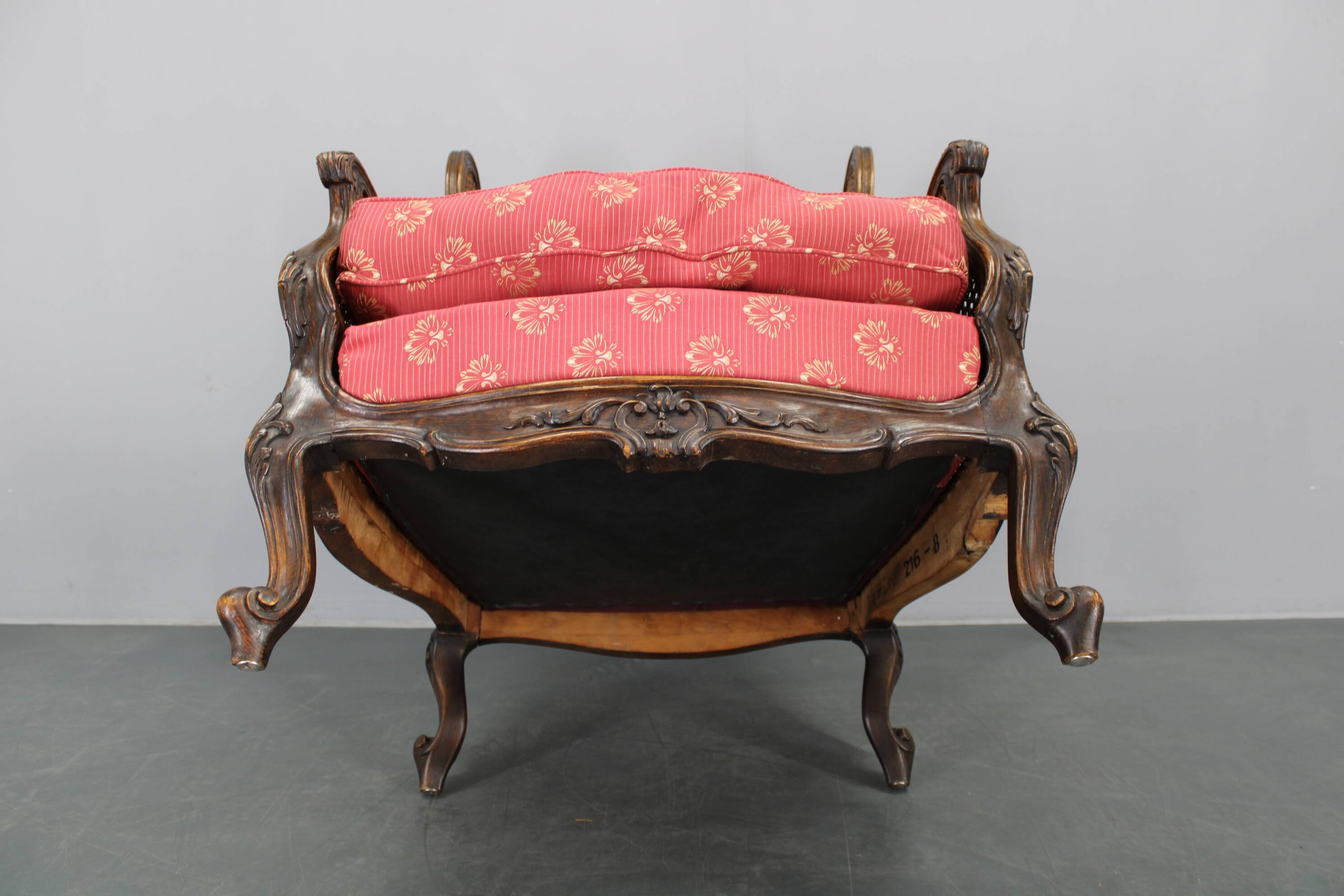 Antique Carved Wing Chair with Cane Sides , Czechoslovakia