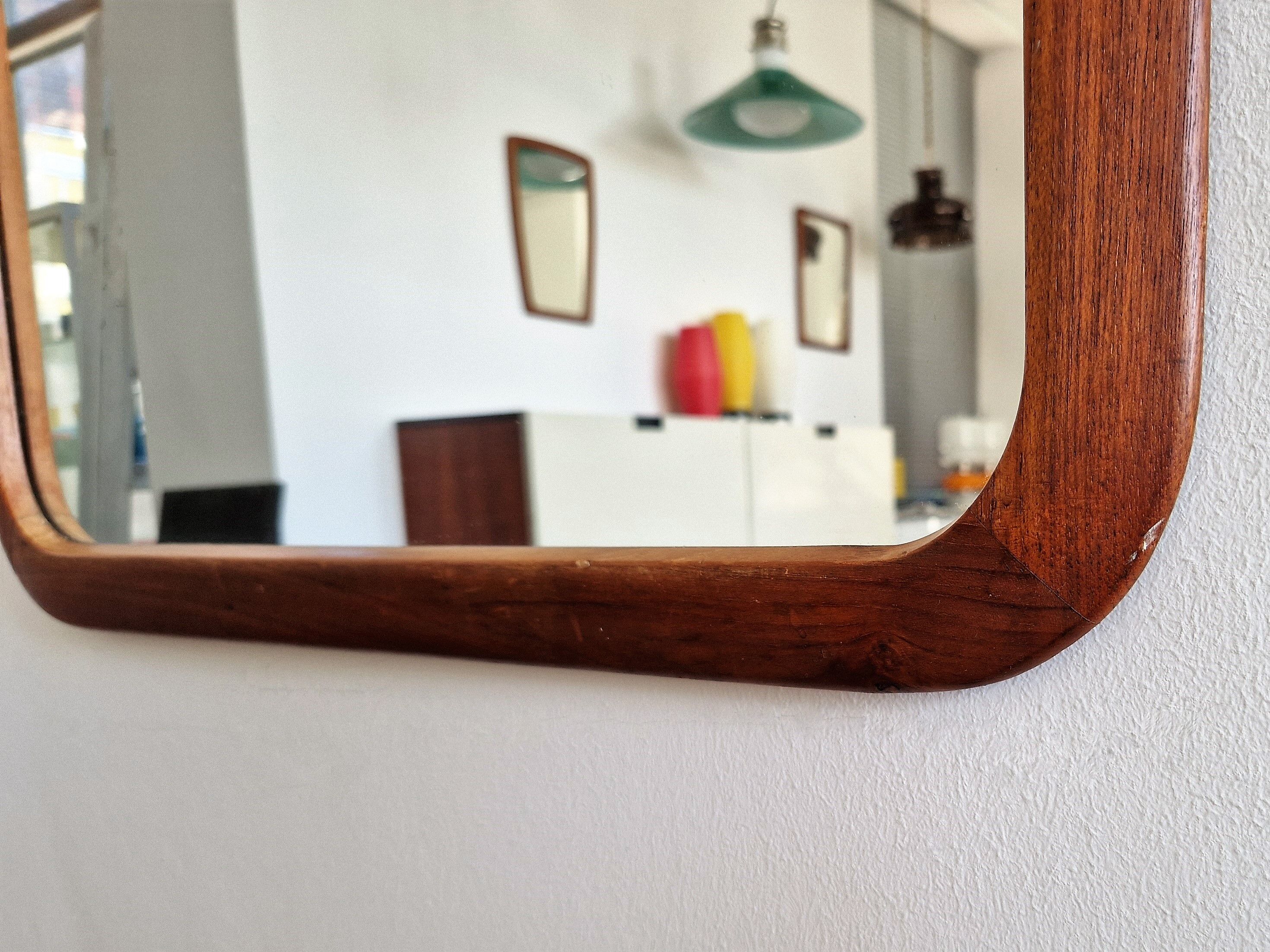 Miroir vintage en teck de grande taille, Danemark des années 1960