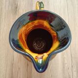 Large pitcher in very colorful flamed stoneware