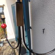 pair of vintage black metal chandeliers with red balls 1950/1970