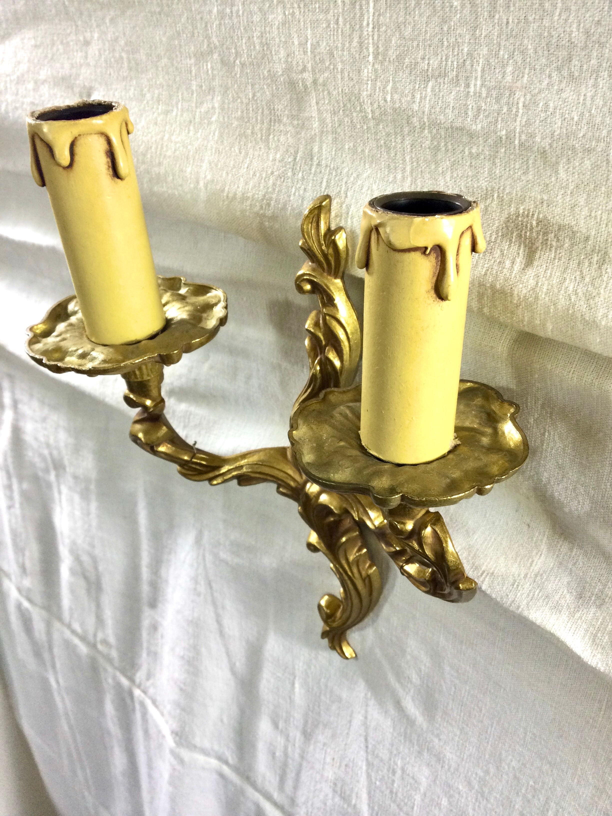 Louis XV style bronze wall lamp with 2 lights
