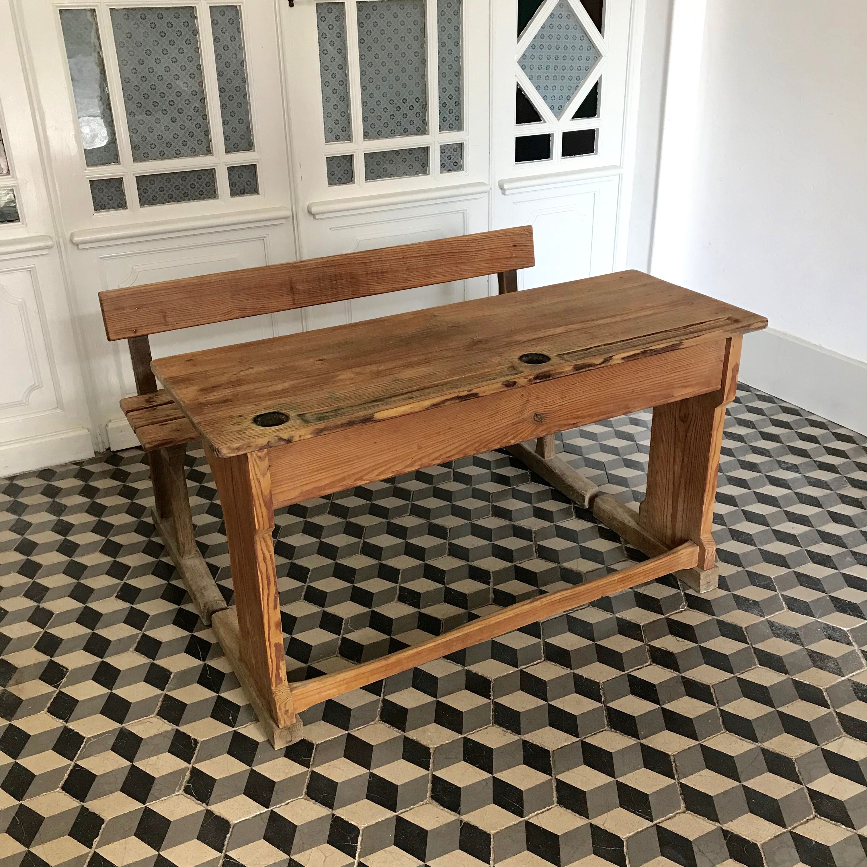 Ancien bureau écolier double
