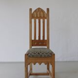 Gothic revival refectory dining table and chairs set of 7 France