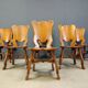 Brutalist oak dining chairs, Netherlands - 1960s