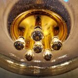 Large ceiling light in brass and blown bubble glass, Glasshütte Limburg, 1970.