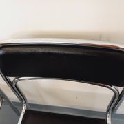 Set of 6 vintage Italian stackable chairs in chrome metal and skai.