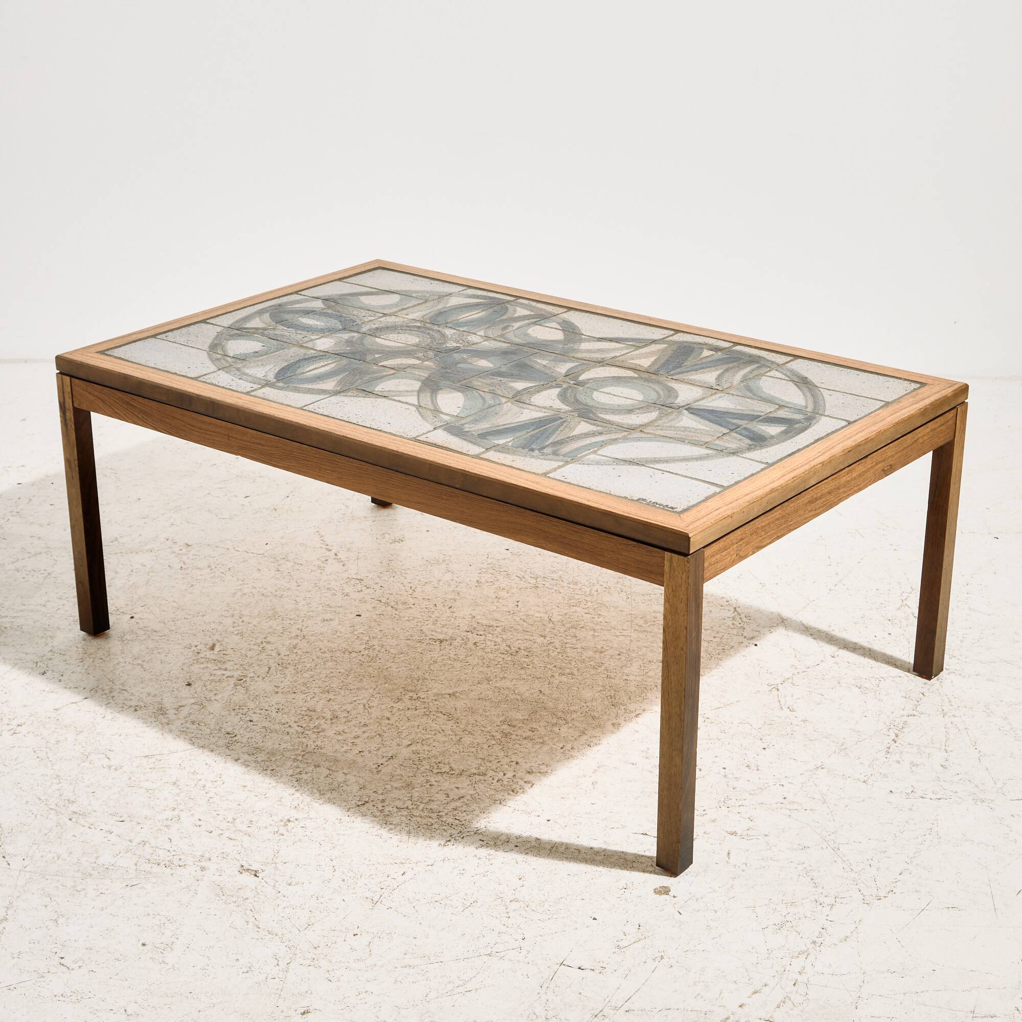 Coffee table in rosewood and ceramic by Lisbeth Sallingboe