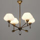 Brass and opaline chandelier by Marcel Asselbur circa 1950