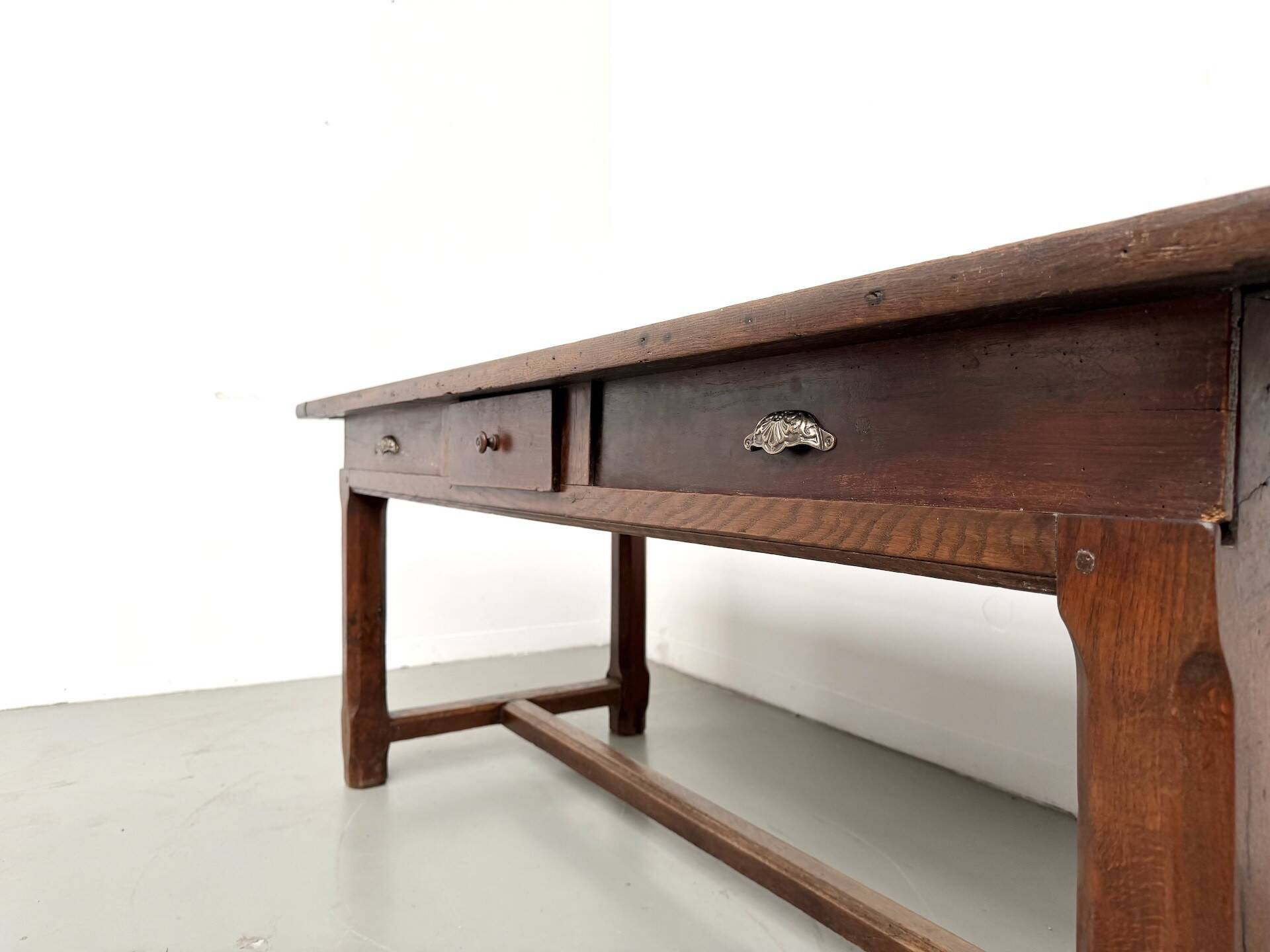 Farmhouse table, solid oak, 20th century.