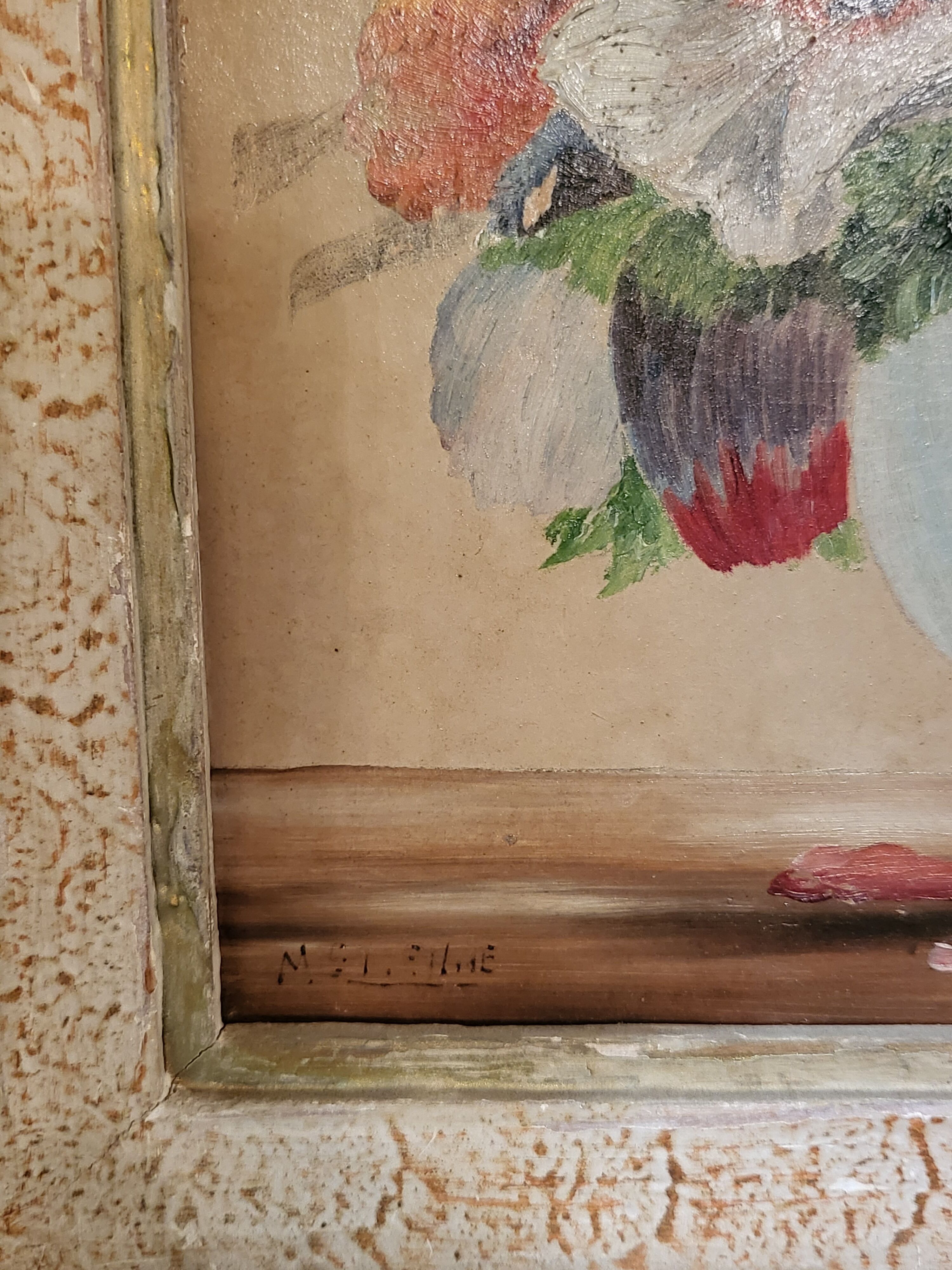 Oil on panel "Anemones"