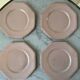 Lot de 4 assiettes à dessert octogonales roses pâles années 50