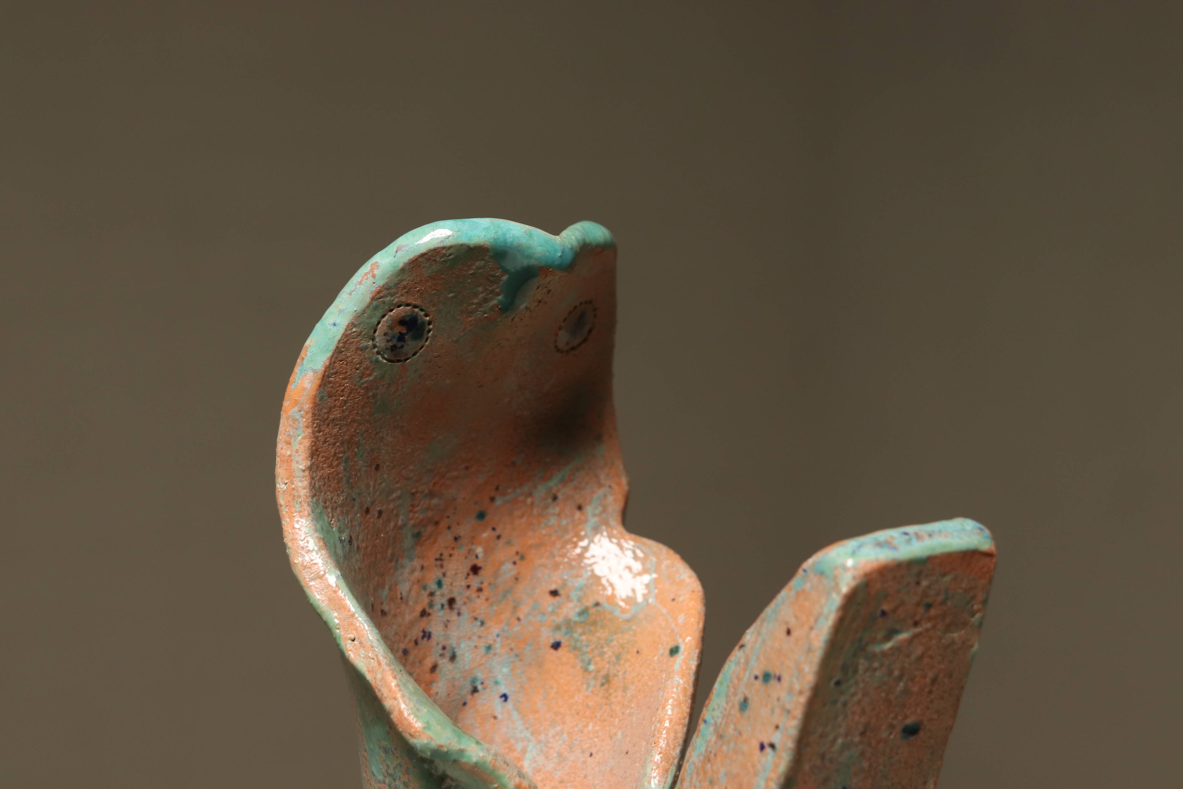 Studio pottery free form raku glazed sculpture 1990s