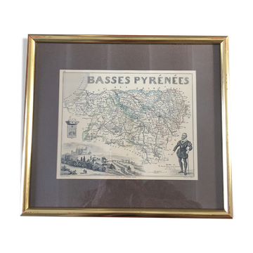 Ancient region engraving "the low pyrenees"