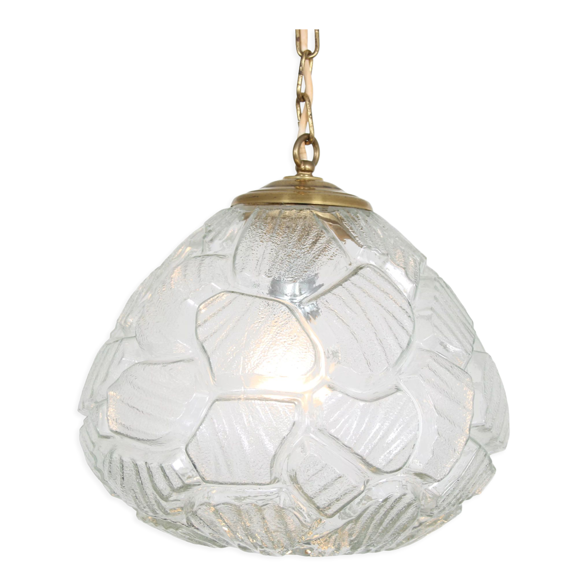 1970s pressed glass hanging lamp