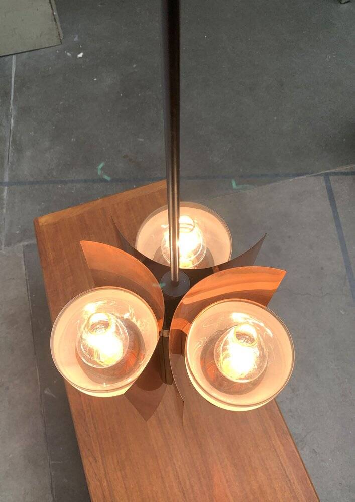 Mid-century German glass and copper pendant lamp by Cosack, 1960s.
