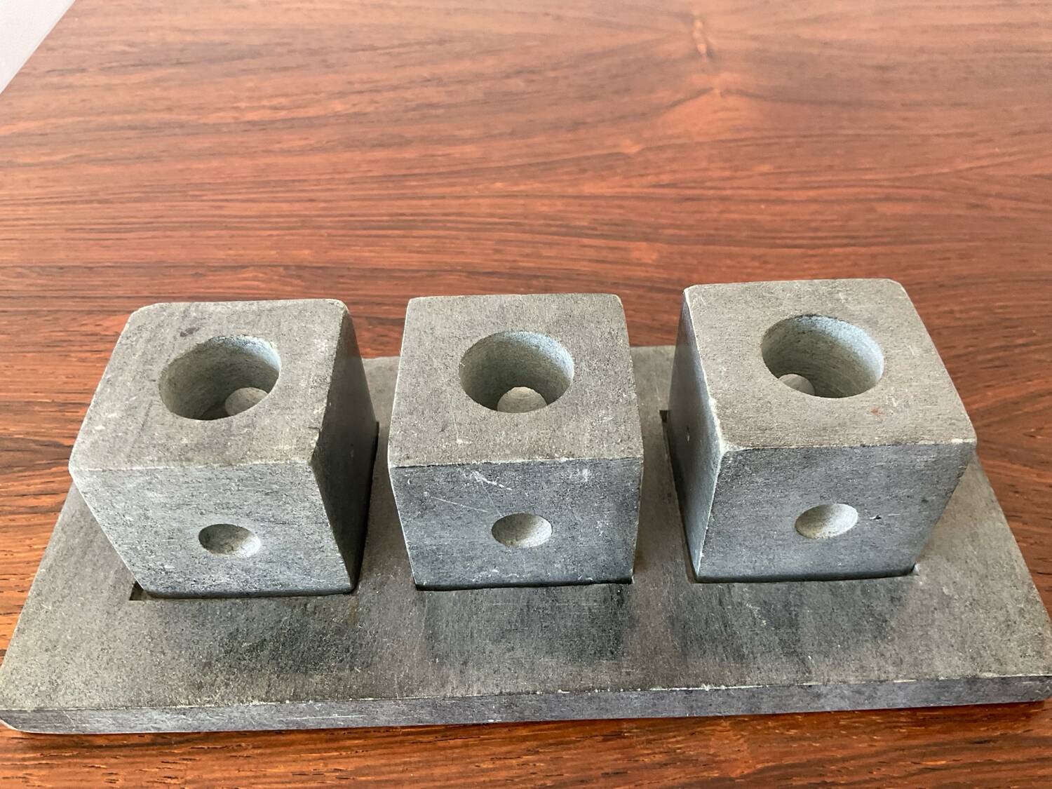 Set of 6 vintage marble and stone candlesticks