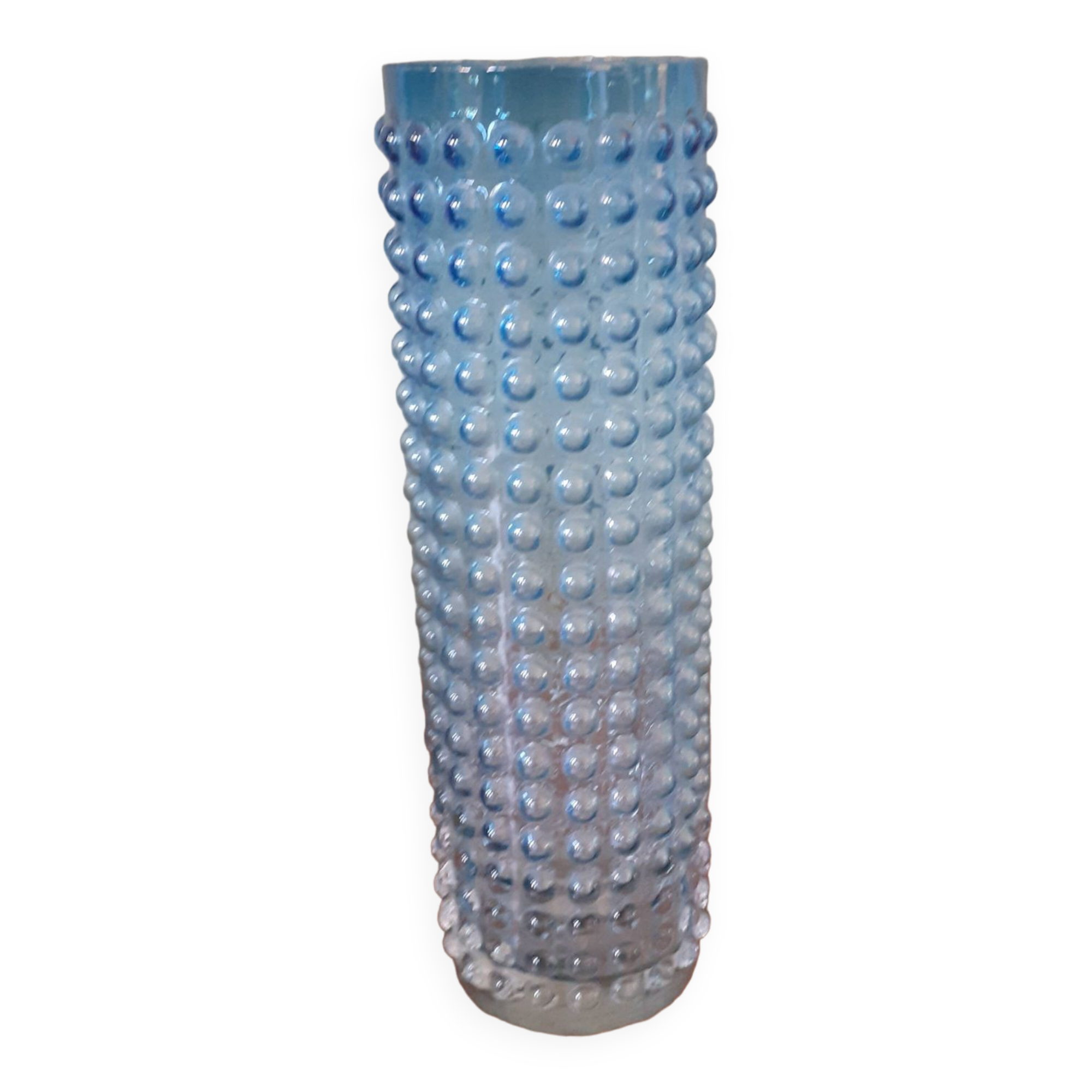 Vintage glass vase with bubble decoration.