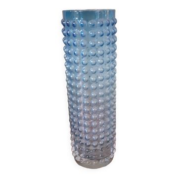 Vintage glass vase with bubble decoration.