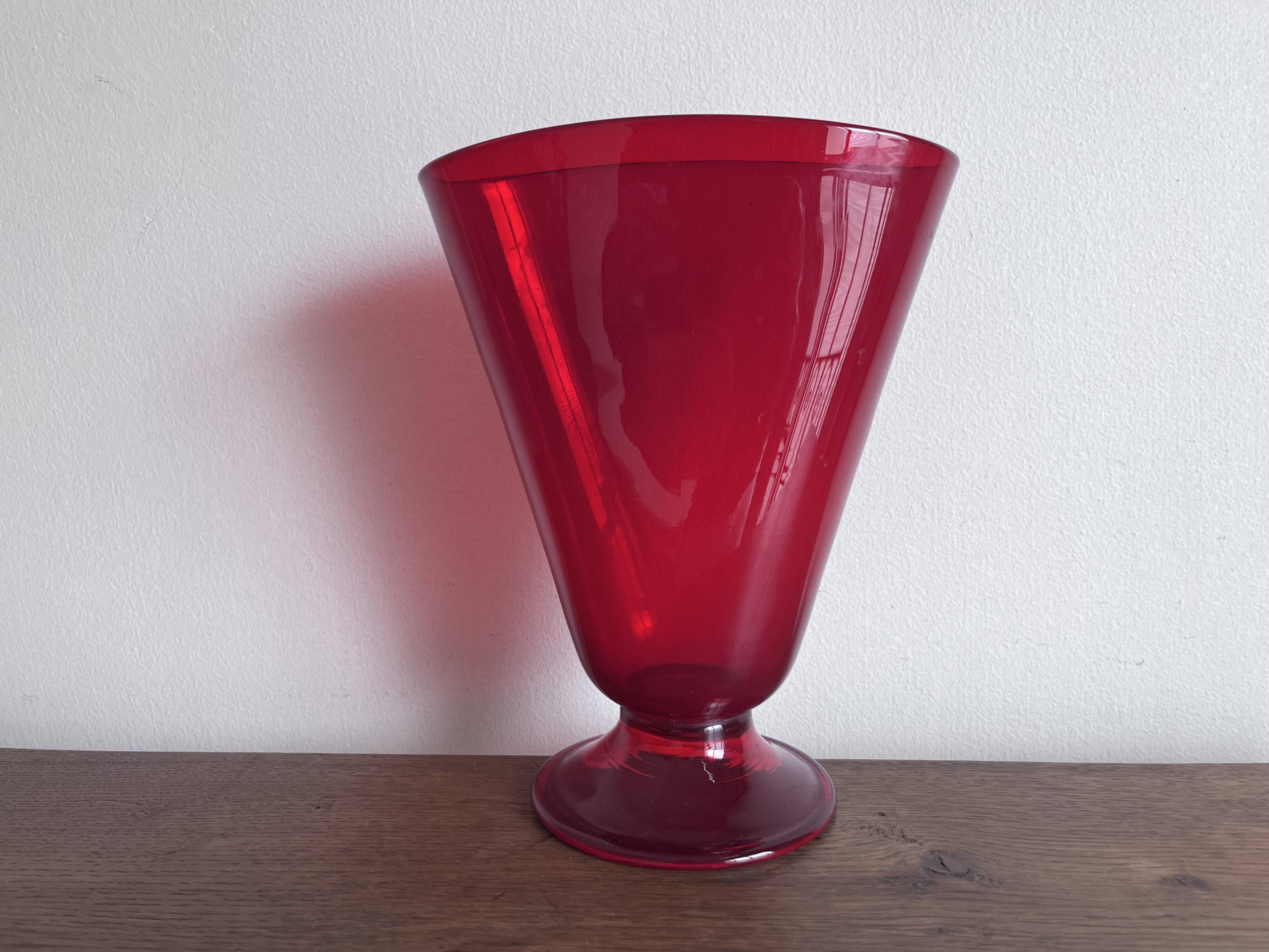Vase éventail Empoli rouge 1950 XL
