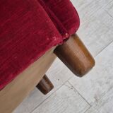 1960s, Danish relax armchair, original condition, red furniture velour.