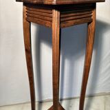 Vintage dark wood side table with curved base