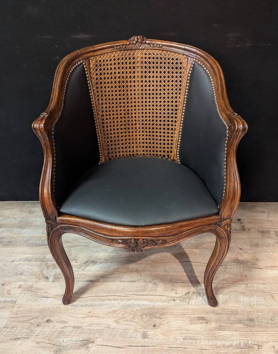 Louis XV office chair with canework