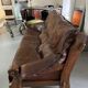 Ensemble Canapé et 2 Fauteuils Années 60 en Bois et Cuir