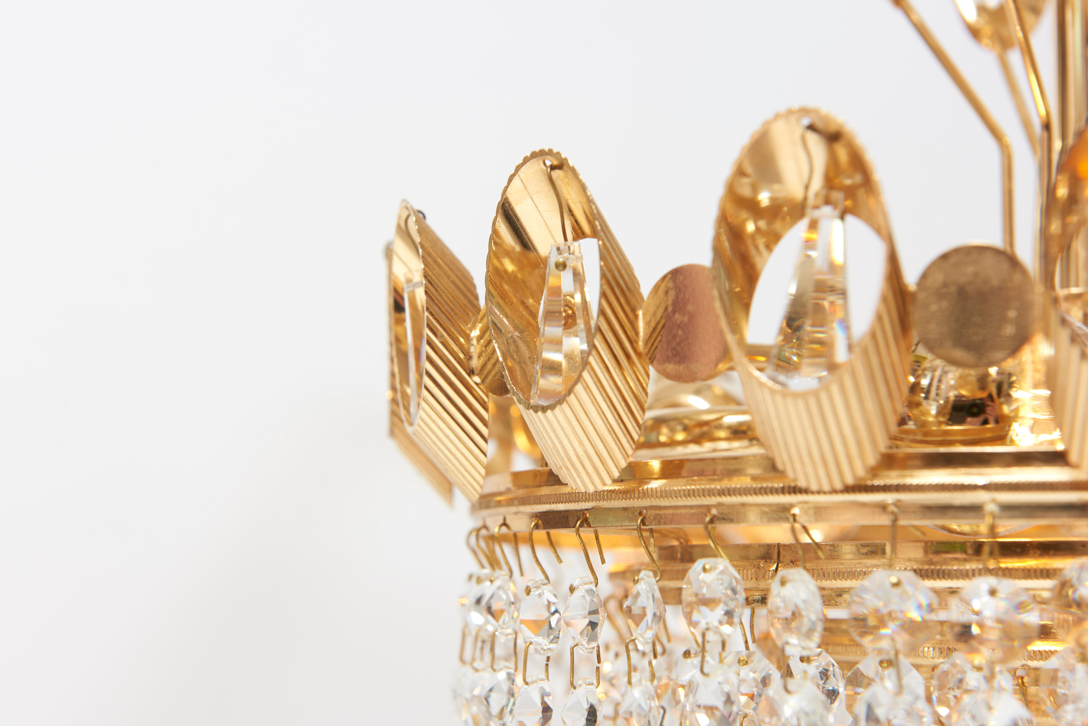 Brass and crystal chandelier by Palwa, 1960