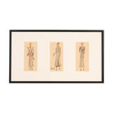 Art Déco Fashion Illustration, Gouache on Paper, 93 x 52 cm