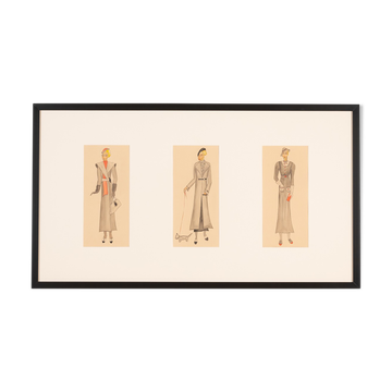 Art Déco Fashion Illustration, Gouache on Paper, 93 x 52 cm