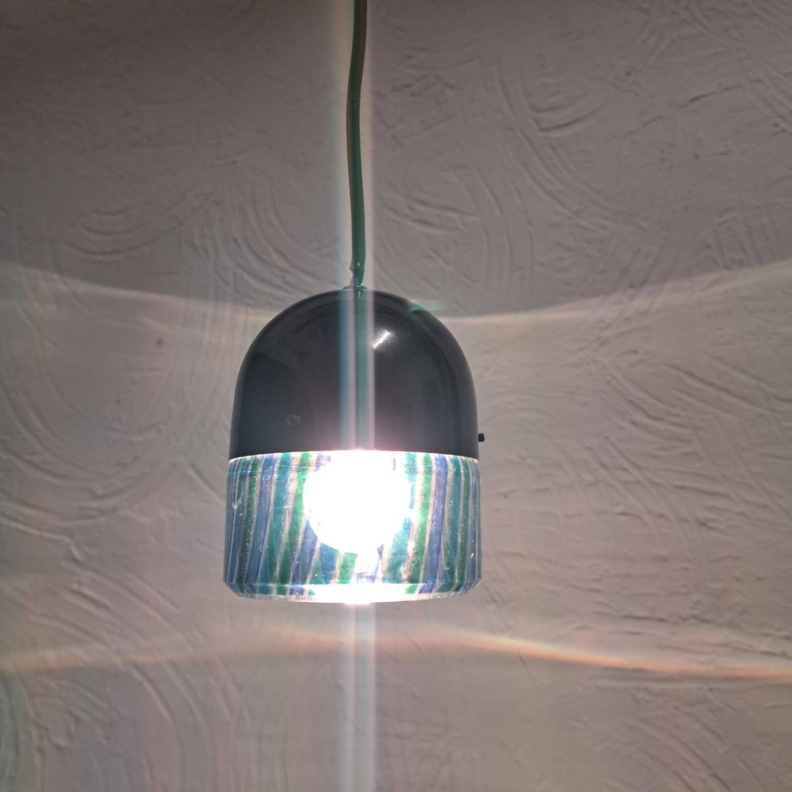 Suspension lamp, 1980s, glass with alternating rods