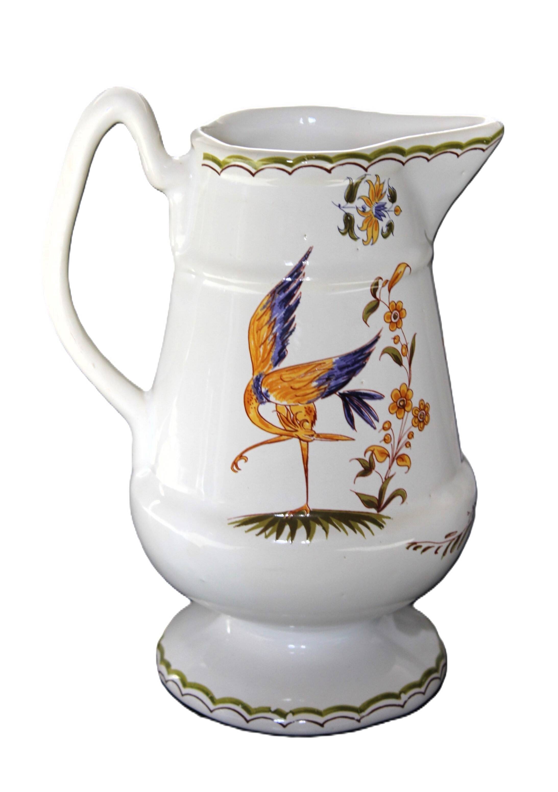 Rare Moustiers pitcher reproduction from the 18th century.