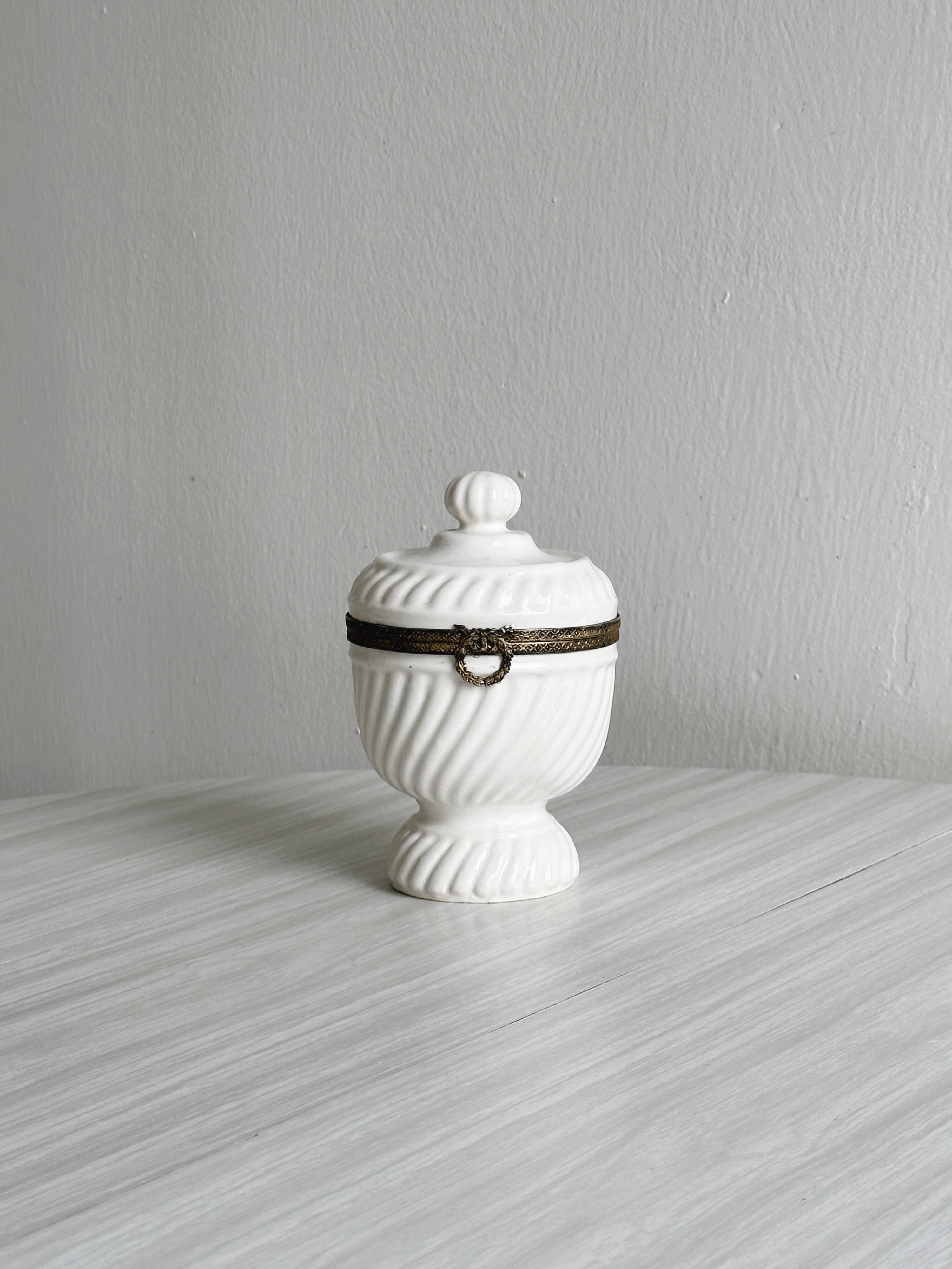 Antique white porcelain candy box