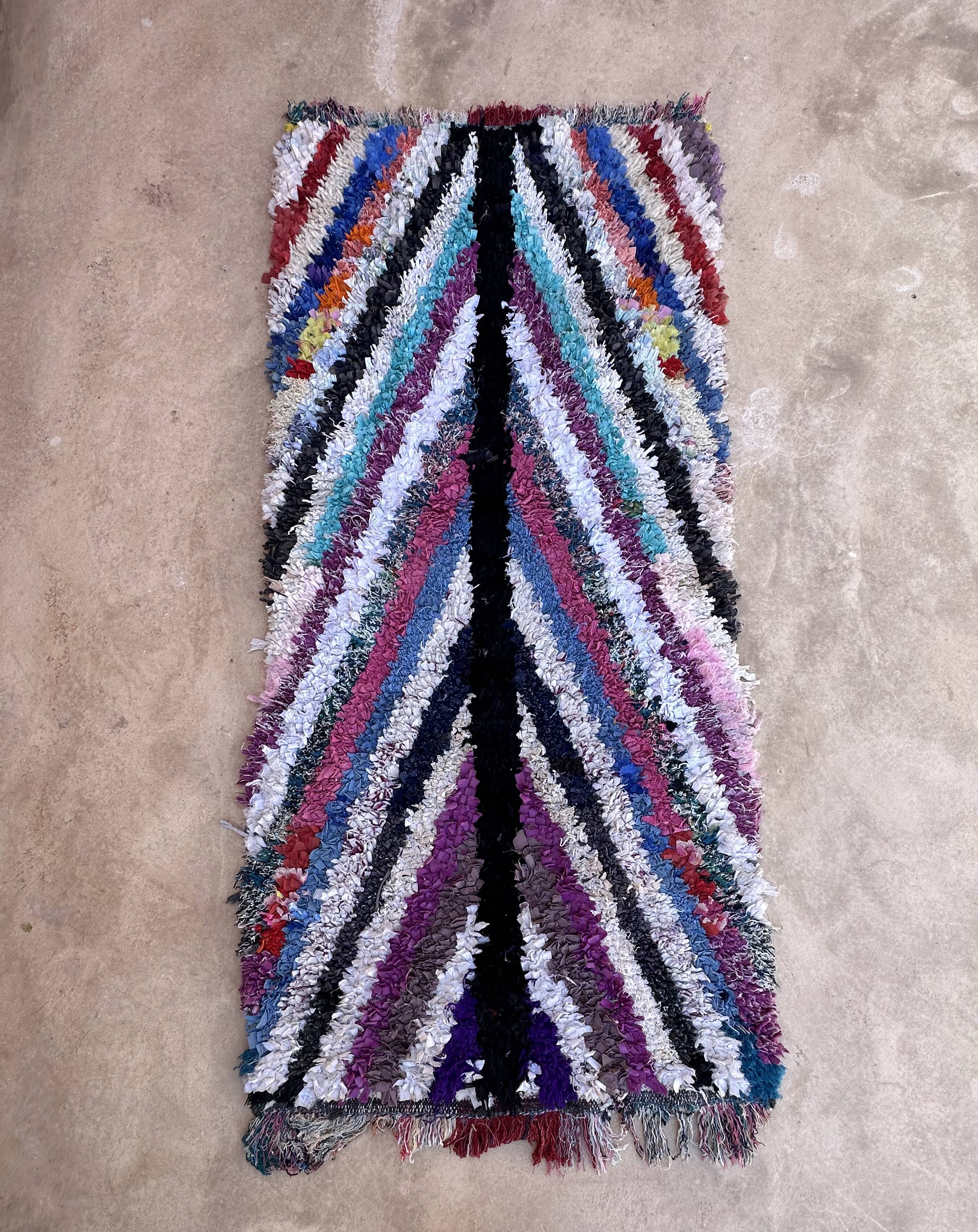 Moroccan carpet boucherouite colored - 94 x 202 cm