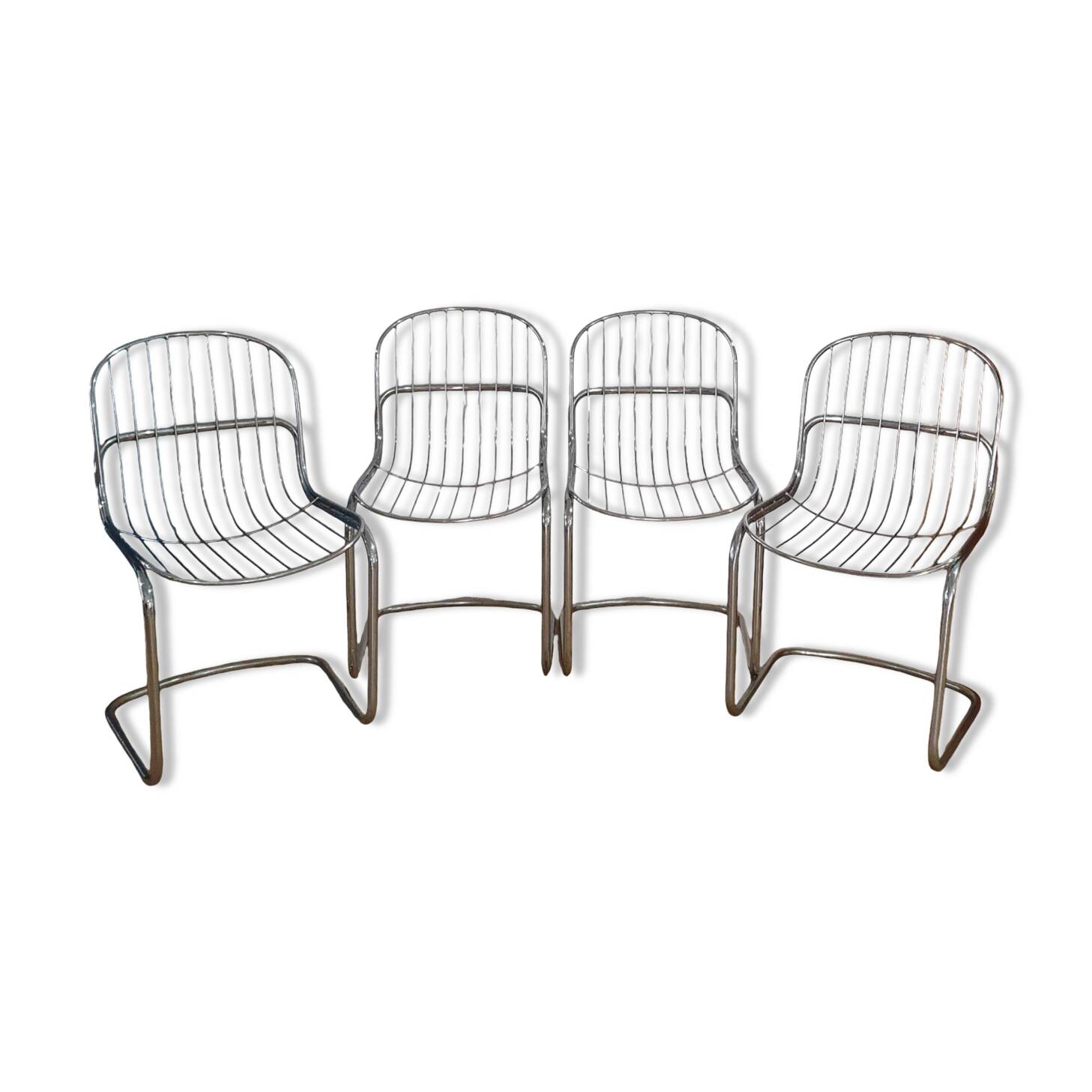 4 chrome metal chairs
