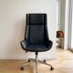 Designer office chair walnut black leather