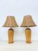 Lampes de table en bois massif Ikea vintage avec abat-jour en rotin, années 1980.