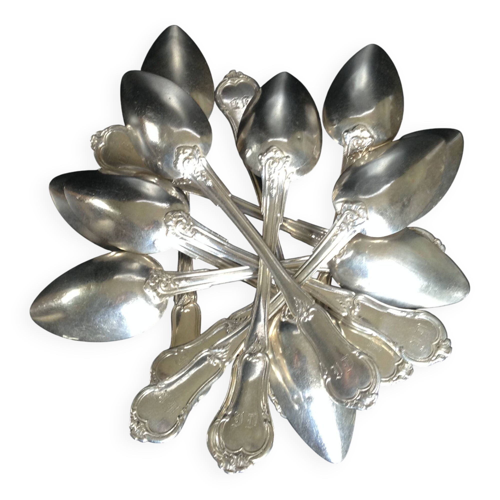 set of 12 silver dessert spoons - silversmith DOUTRE ROUSSEL - mid 19th century